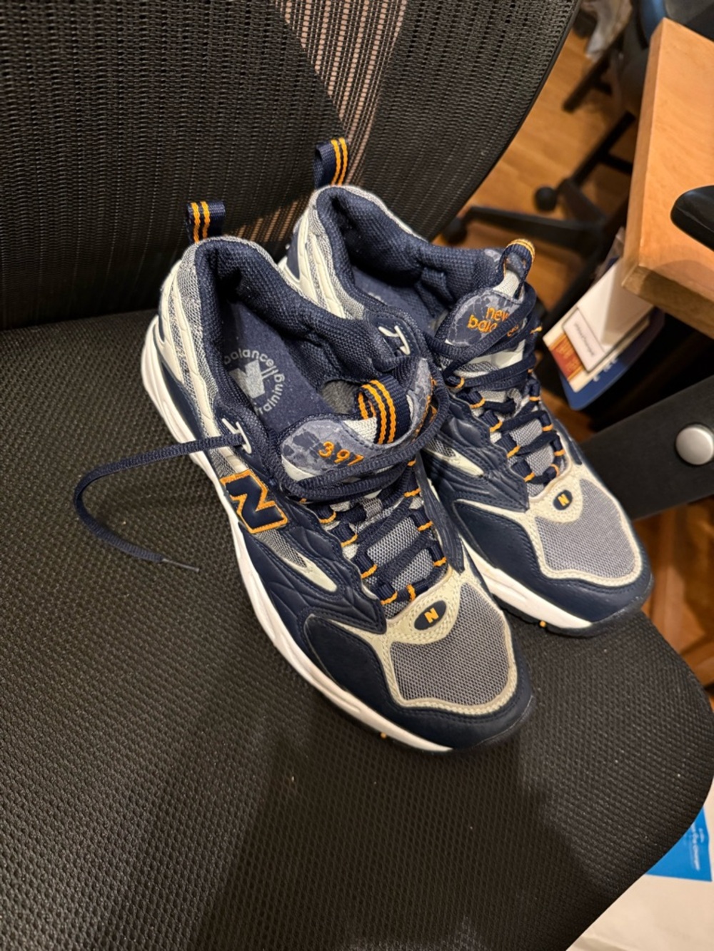 New Balance Navy, Gray & Orange Men's Athletic Sneakers